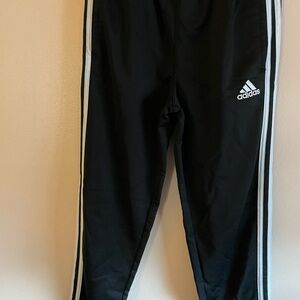 Adidas Kids Black Joggers with White Stripes